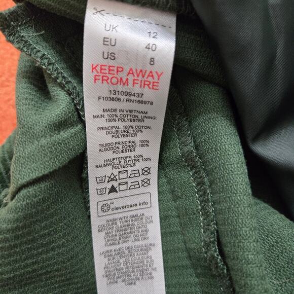 NWT Topshop Women's Wide-Leg Corduroy Pants, Green, US 8, High-Waist Relaxed Fit - Picture 9 of 12